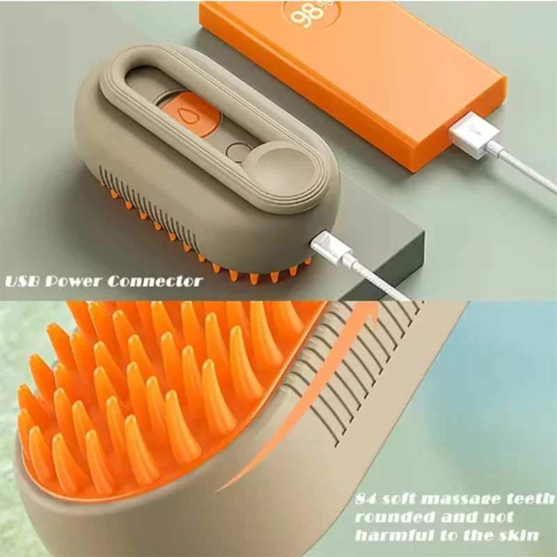3-in-1 Steamy Cat Brush – Professional Deshedding, Massage & Grooming Tool