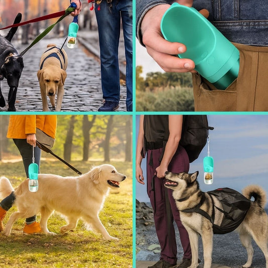 AquaPaw™ 2-in-1 Portable Dog Water Bottle & Food Feeder