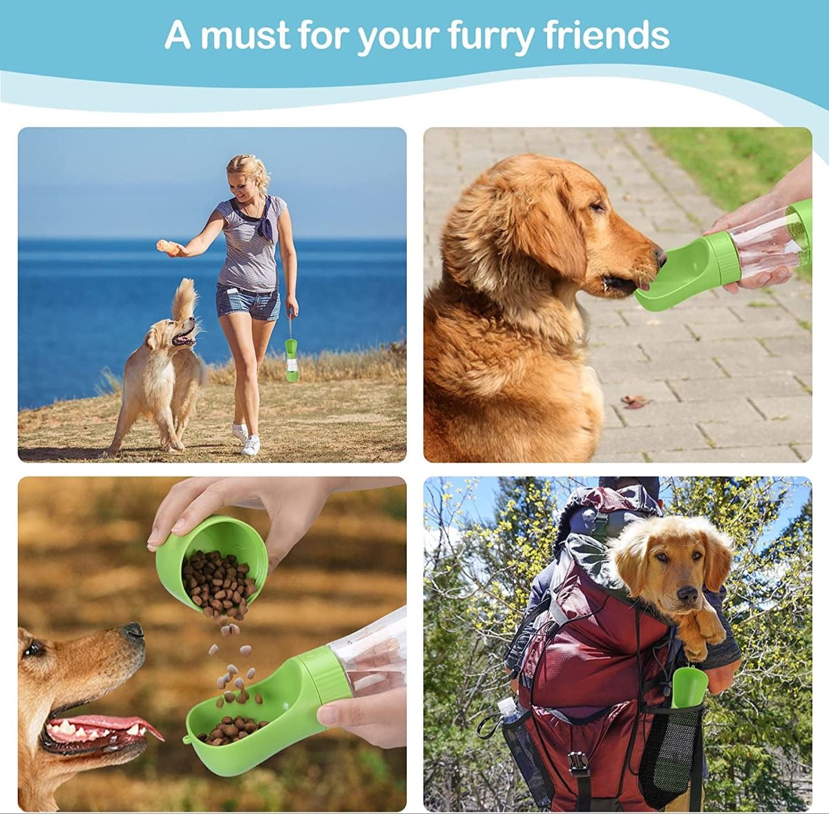 AquaPaw™ Pro 3-in-1 Travel Bottle – Hydration, Feeding & Waste Management All-in-One