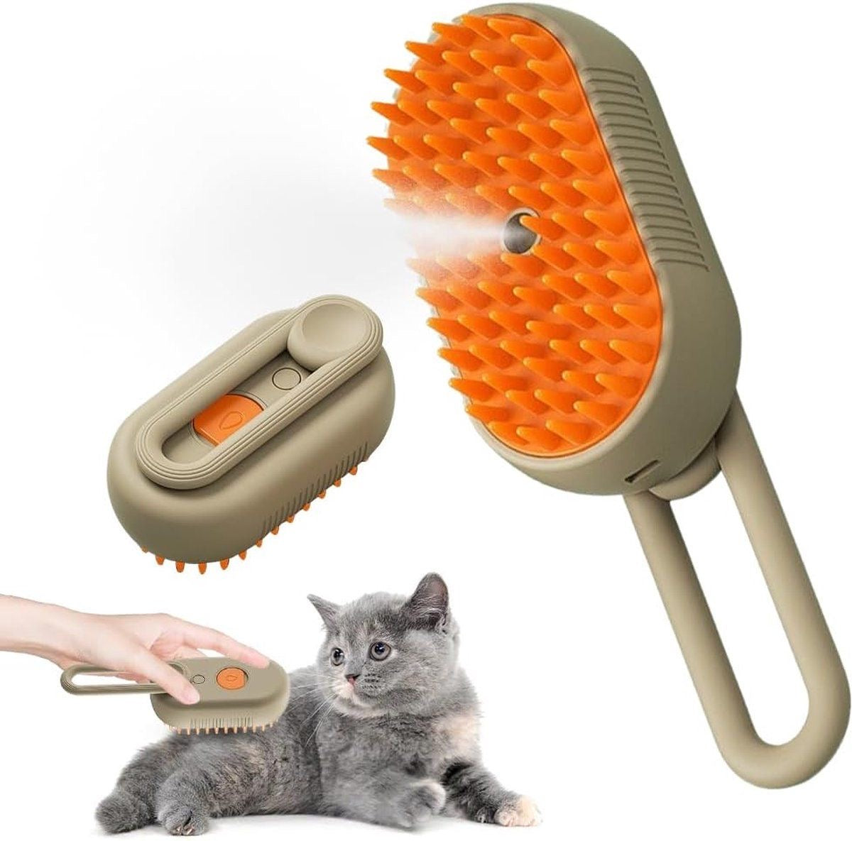 3-in-1 Steamy Cat Brush – Professional Deshedding, Massage & Grooming Tool