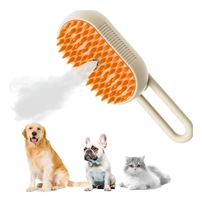 3-in-1 Steamy Cat Brush – Professional Deshedding, Massage & Grooming Tool