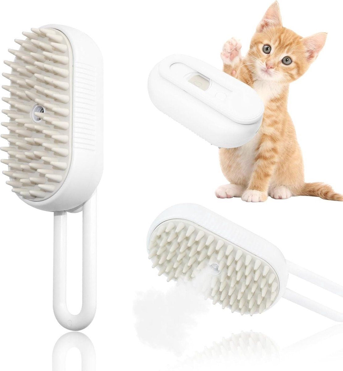 3-in-1 Steamy Cat Brush – Professional Deshedding, Massage & Grooming Tool