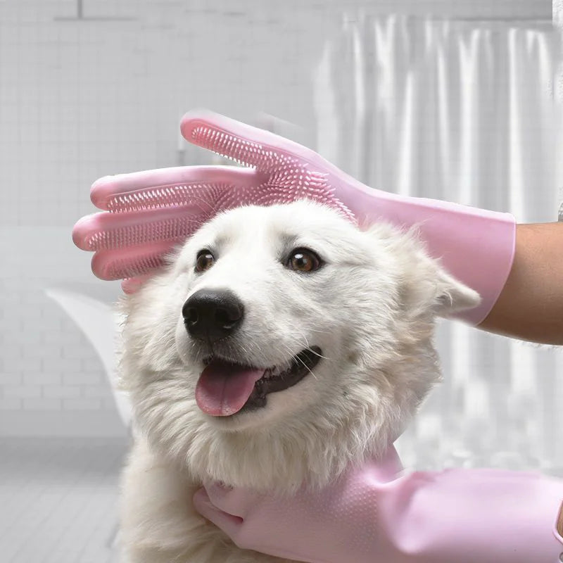 BubblePaw™ Silicone Grooming Gloves For dogs & cats