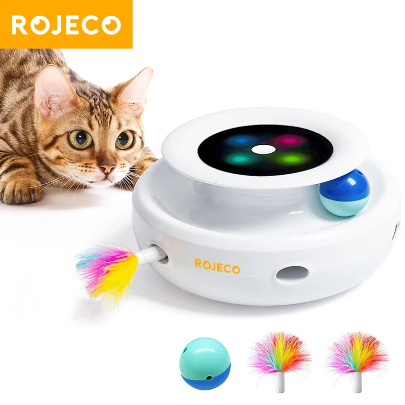 SmartPlay™ 2-in-1 Interactive Robot – Automatic Feather & Ball Toy for Cats