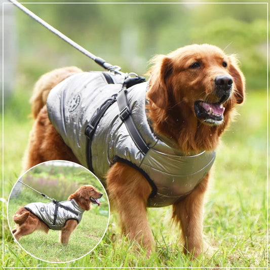 ArcticShield™ Waterproof Dog Winter Jacket – Reflective Thermal Vest with Built-in Harness