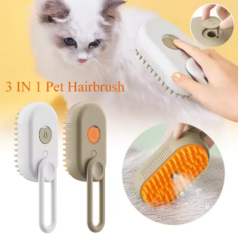 3-in-1 Steamy Cat Brush – Professional Deshedding, Massage & Grooming Tool