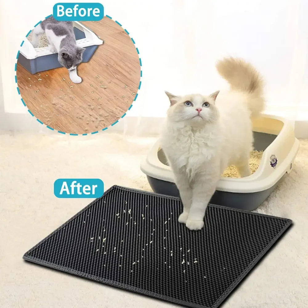 LitterLuxe™ Dual-Layer Trapping Mat – Waterproof & Easy Clean Cat Litter Mat