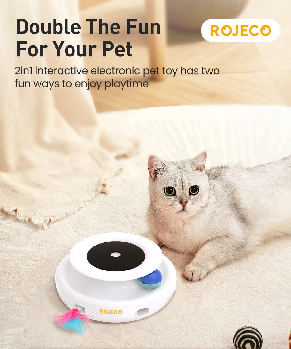 SmartPlay™ 2-in-1 Interactive Robot – Automatic Feather & Ball Toy for Cats