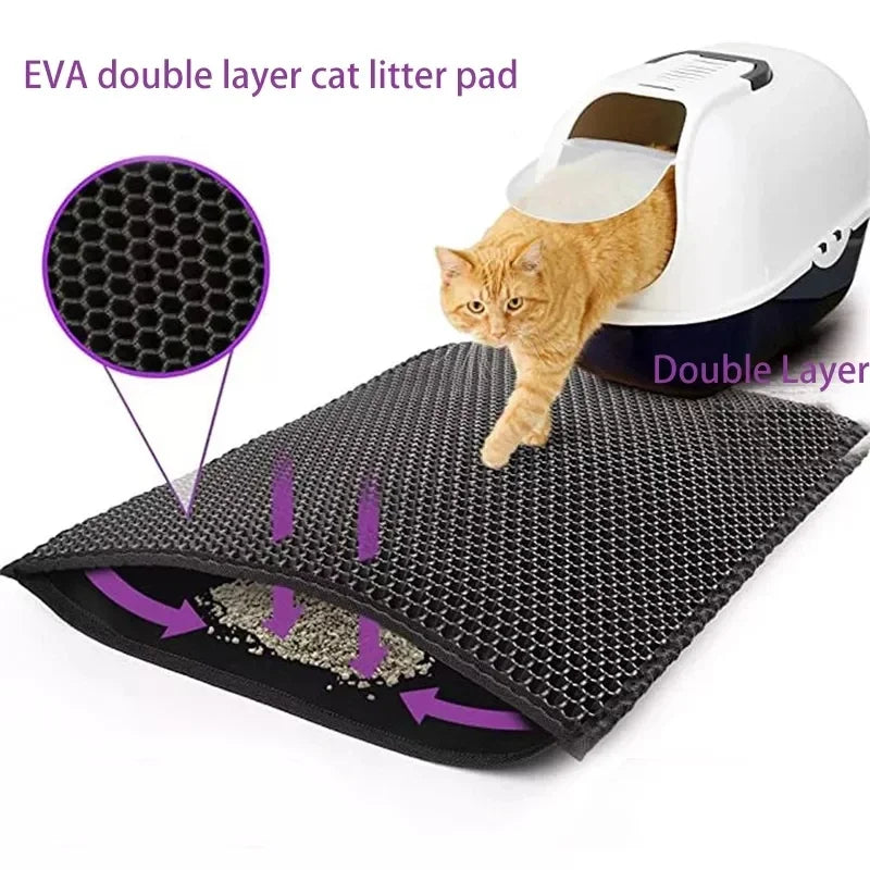 LitterLuxe™ Dual-Layer Trapping Mat – Waterproof & Easy Clean Cat Litter Mat