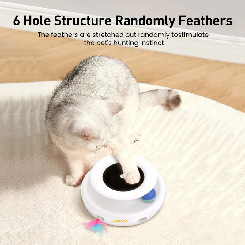 SmartPlay™ 2-in-1 Interactive Robot – Automatic Feather & Ball Toy for Cats
