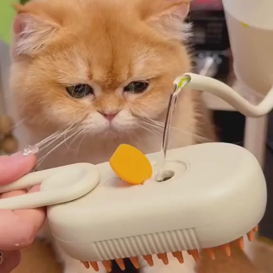 3-in-1 Steamy Cat Brush – Professional Deshedding, Massage & Grooming Tool